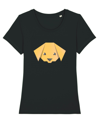 Cute Dog Face - Origami Style Black
