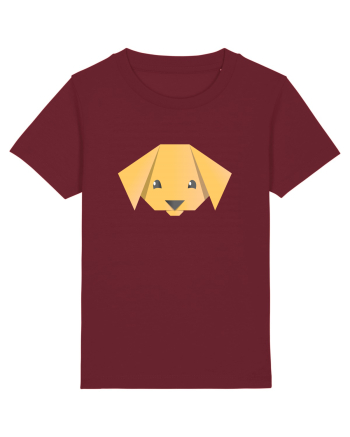 Cute Dog Face - Origami Style Burgundy