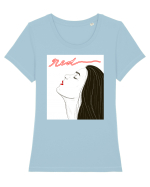 Red Tricou mânecă scurtă guler larg fitted Damă Expresser