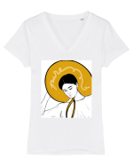 Pure Tricou mânecă scurtă guler V Damă Evoker