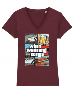 When weekend comes Tricou mânecă scurtă guler V Damă Evoker