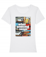 When weekend comes Tricou mânecă scurtă guler larg fitted Damă Expresser