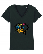 Funky Star Design Tricou mânecă scurtă guler V Damă Evoker