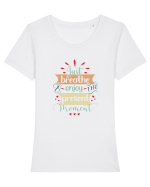 Just breathe Tricou mânecă scurtă guler larg fitted Damă Expresser