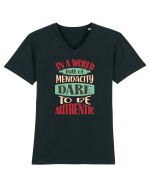 Indrazneste sa fii autentic Tricou mânecă scurtă guler V Bărbat Presenter