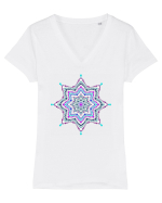 Dotted mandala 1 Tricou mânecă scurtă guler V Damă Evoker