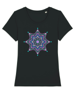 Dotted mandala 1 Tricou mânecă scurtă guler larg fitted Damă Expresser