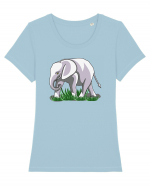 Elefant in iarba Tricou mânecă scurtă guler larg fitted Damă Expresser