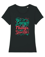 Enjoy Tricou mânecă scurtă guler larg fitted Damă Expresser
