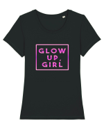 Glow up, girl Tricou mânecă scurtă guler larg fitted Damă Expresser
