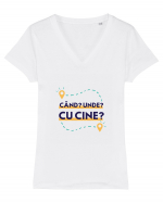 Cand? Unde? Cu cine? Tricou mânecă scurtă guler V Damă Evoker