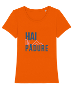 Hai in padure Tricou mânecă scurtă guler larg fitted Damă Expresser