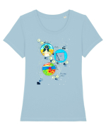 De vara Tricou mânecă scurtă guler larg fitted Damă Expresser