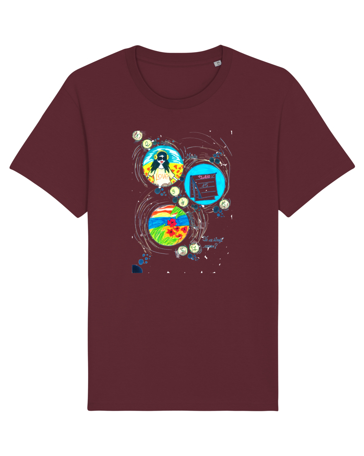 Tricou mânecă scurtă Unisex Rocker Burgundy