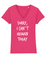 Can`t human - alb Tricou mânecă scurtă guler V Damă Evoker