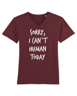 Can`t human - alb Tricou mânecă scurtă guler V Bărbat Presenter