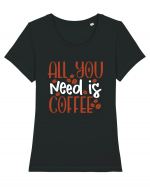 All You Need Is Coffee Tricou mânecă scurtă guler larg fitted Damă Expresser