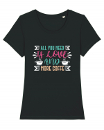 All You Need Is Love And More Coffee Tricou mânecă scurtă guler larg fitted Damă Expresser