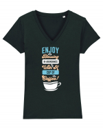 Blessing With A Coffee Tricou mânecă scurtă guler V Damă Evoker