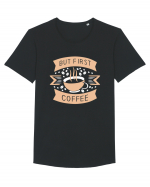 But First Coffee Tricou mânecă scurtă guler larg Bărbat Skater