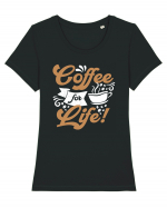 Coffee For Life Tricou mânecă scurtă guler larg fitted Damă Expresser