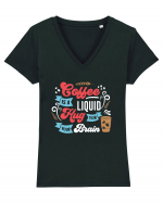 Coffee Is A Liquid Hug For Your Brain Tricou mânecă scurtă guler V Damă Evoker