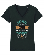 Coffee Is Awakens Your Spirit Tricou mânecă scurtă guler V Damă Evoker