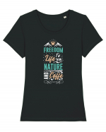 Freedom Nature Coffee Tricou mânecă scurtă guler larg fitted Damă Expresser