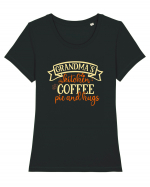 Grandma's kitchen coffee, pie and hugs Tricou mânecă scurtă guler larg fitted Damă Expresser