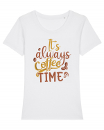 It's Always Coffee Time Tricou mânecă scurtă guler larg fitted Damă Expresser