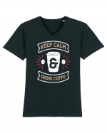 Keep Calm And Drink Coffee Tricou mânecă scurtă guler V Bărbat Presenter