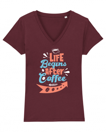 Life Begins After Coffee Burgundy