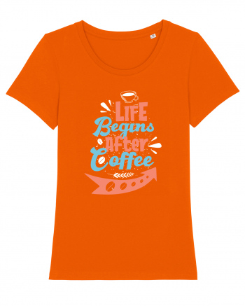 Life Begins After Coffee Bright Orange