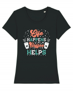 Life Happens Coffee Helps Tricou mânecă scurtă guler larg fitted Damă Expresser
