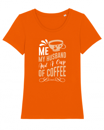 Me My Husband And A Cup Of Coffee Bright Orange