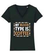 My Blood Type Is Coffee Tricou mânecă scurtă guler V Damă Evoker