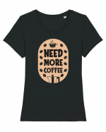 Need More Coffee Tricou mânecă scurtă guler larg fitted Damă Expresser