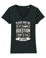 Question With A Cup Of Coffee Tricou mânecă scurtă guler V Damă Evoker