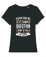 Question With A Cup Of Coffee Tricou mânecă scurtă guler larg fitted Damă Expresser