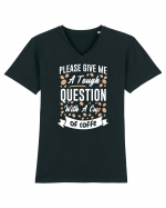 Question With A Cup Of Coffee Tricou mânecă scurtă guler V Bărbat Presenter