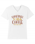 Sometimes I like coffee more than people Tricou mânecă scurtă guler V Bărbat Presenter