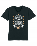 Stressed Blessed And Coffee Obsessed Tricou mânecă scurtă guler V Bărbat Presenter