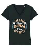 The Good Mindset With A Cup Of Coffee Tricou mânecă scurtă guler V Damă Evoker