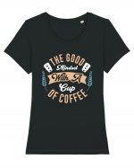 The Good Mindset With A Cup Of Coffee Tricou mânecă scurtă guler larg fitted Damă Expresser