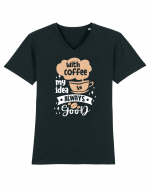 With Coffee My Idea Is Always Good Tricou mânecă scurtă guler V Bărbat Presenter