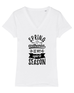 Astenia de primavara - negru Tricou mânecă scurtă guler V Damă Evoker