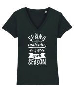 Astenia de primavara - alb Tricou mânecă scurtă guler V Damă Evoker