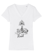 the black rabbit who could not read Tricou mânecă scurtă guler V Damă Evoker
