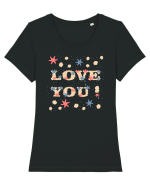 Love you Tricou mânecă scurtă guler larg fitted Damă Expresser
