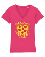 Pentru iubitorii de pizza Tricou mânecă scurtă guler V Damă Evoker